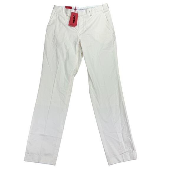 Hugo Boss Mens Modern Fit Super-Flex Cotton Suit Pants Off White 34R - Picture 1 of 4